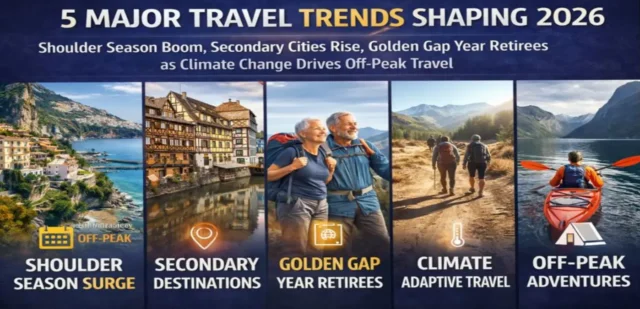 5-major-travel-trends-2026-shoulder-season-secondary-cities-climate-conscious-travel-infographic